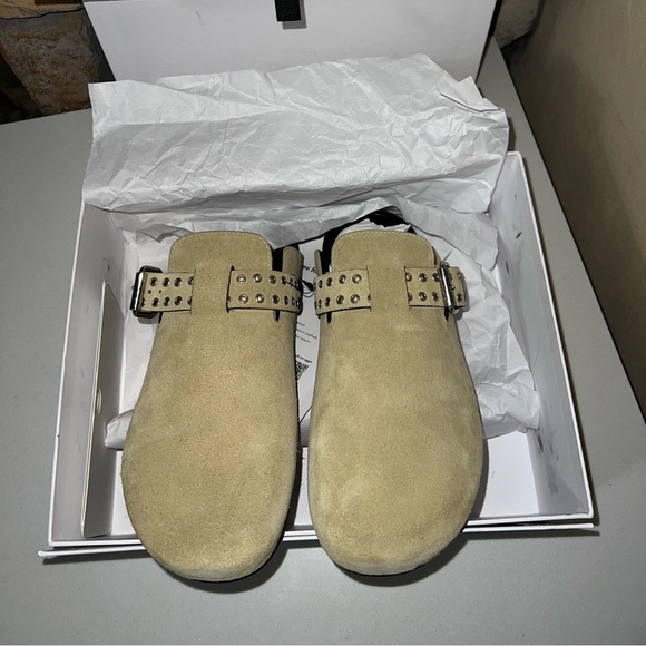 Isabel Marant Velvet Leather Suede Slip-On Mirvin Clogs NWB Size 40/ 9.5 - Picture 6 of 15